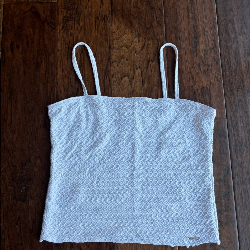 Hollister White Textured Spaghetti Strap Cropped Cami